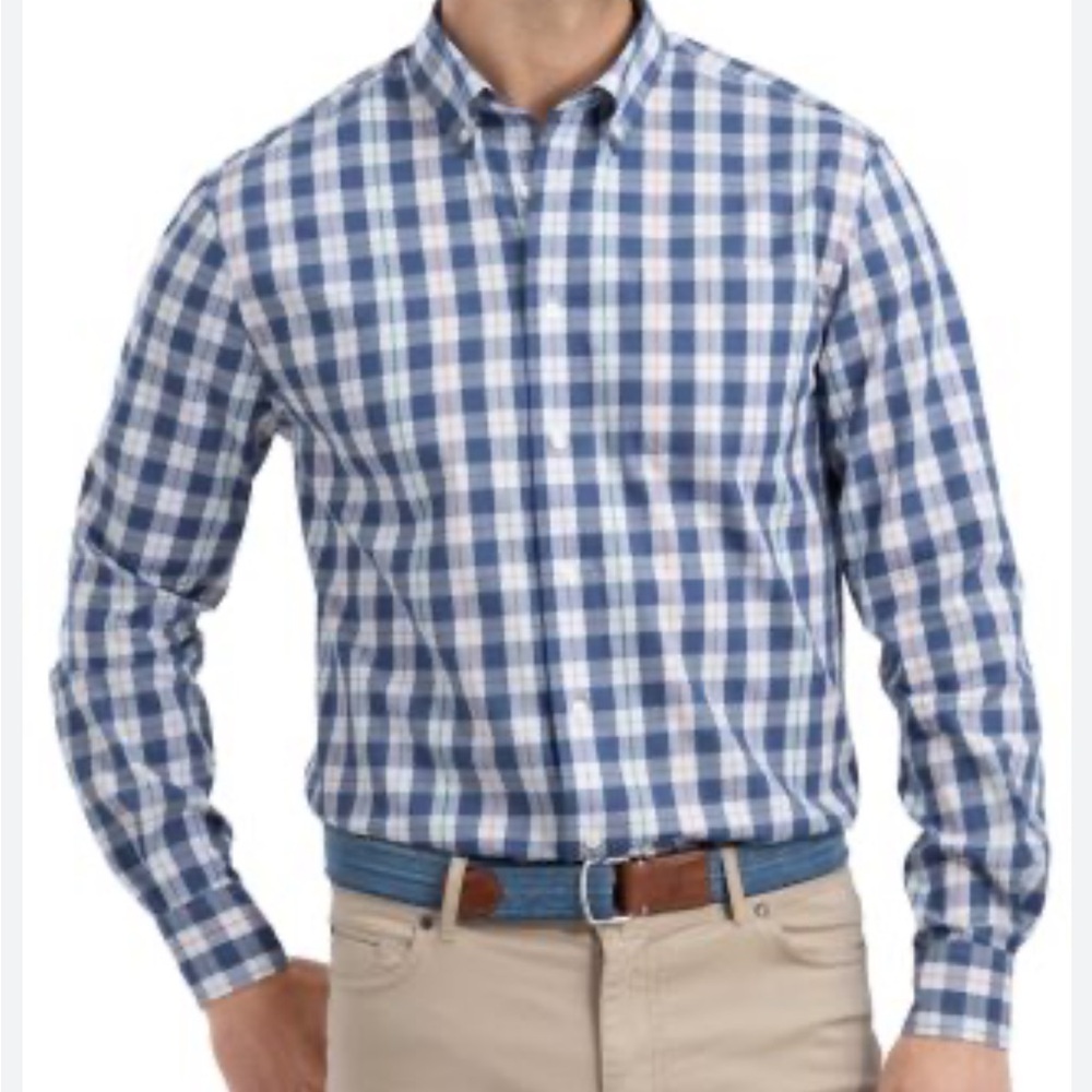 NWT Johnnie-O Swain Plaid Oxford Checkered Classic Fit Button Down Shirt.